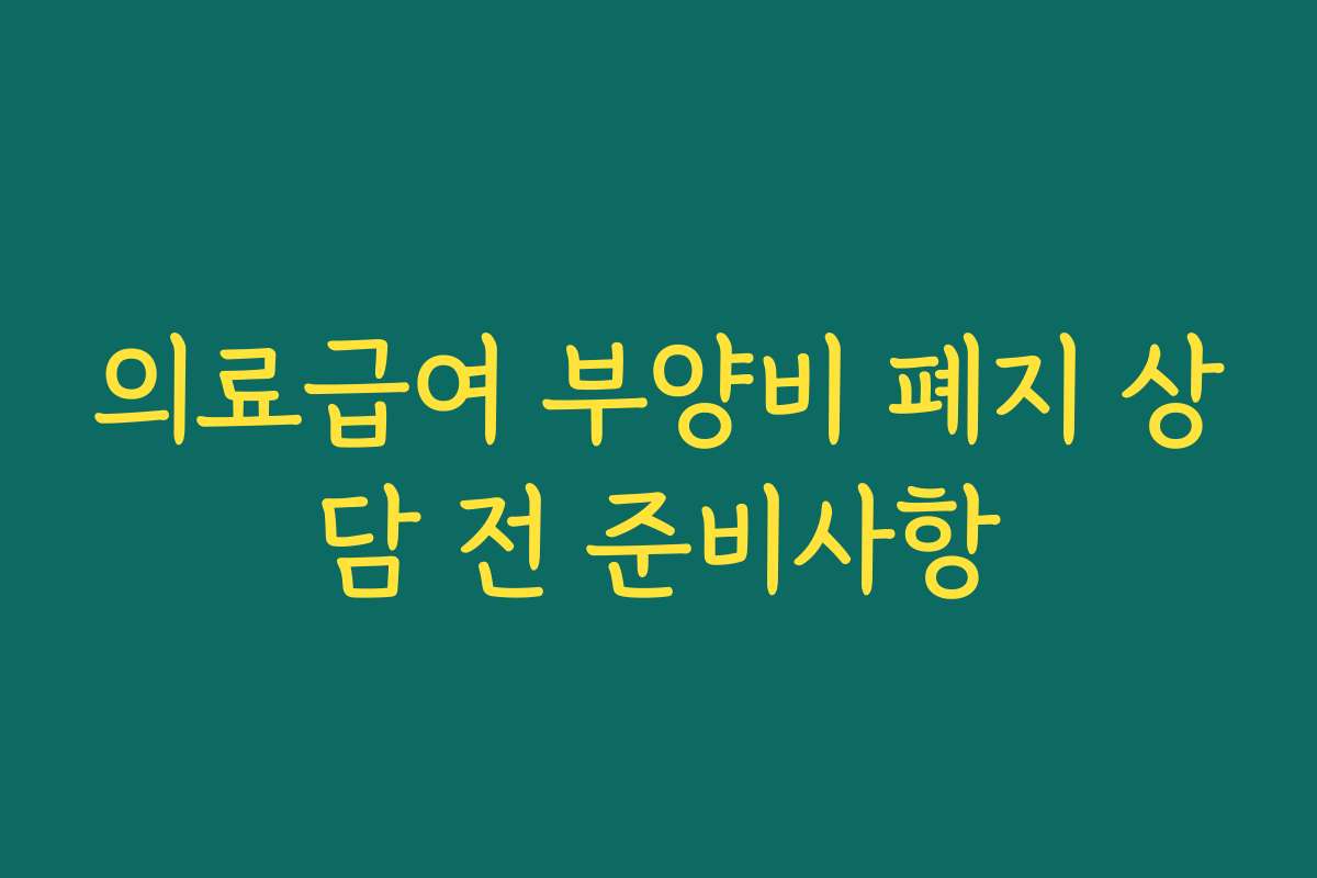 의료급여 부양비 폐지 상담 전 준비사항