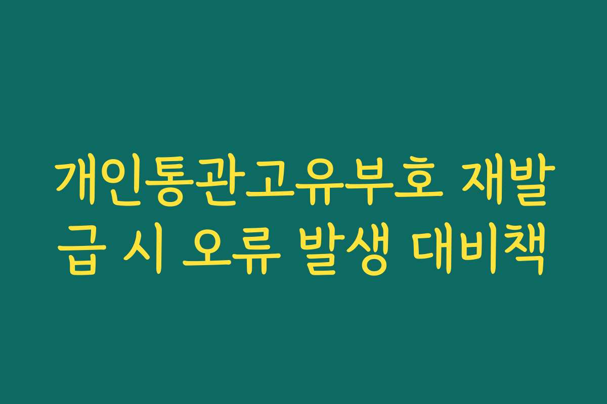 개인통관고유부호 재발급 시 오류 발생 대비책