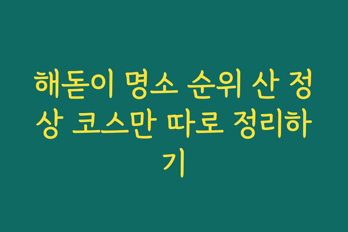 해돋이 명소 순위 산 정상 코스만 따로 정리하기