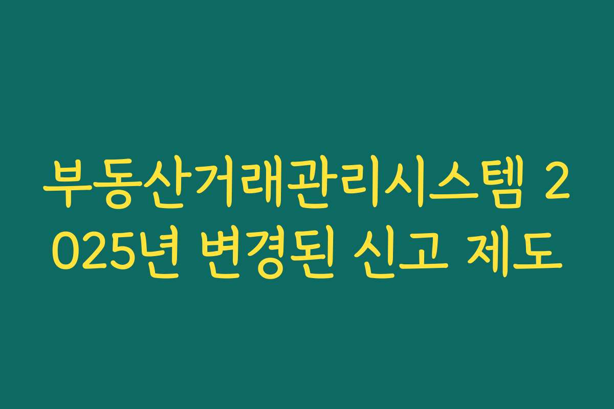 부동산거래관리시스템 2025년 변경된 신고 제도