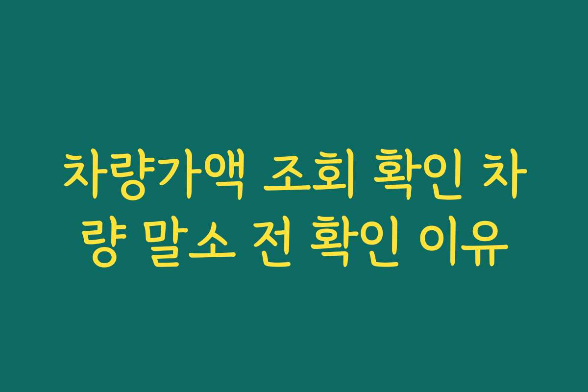 차량가액 조회 확인 차량 말소 전 확인 이유
