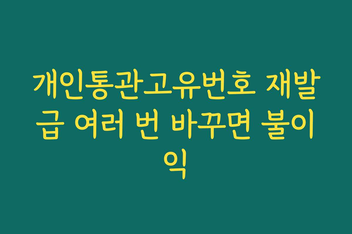 개인통관고유번호 재발급 여러 번 바꾸면 불이익