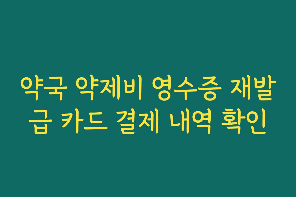 약국 약제비 영수증 재발급 카드 결제 내역 확인