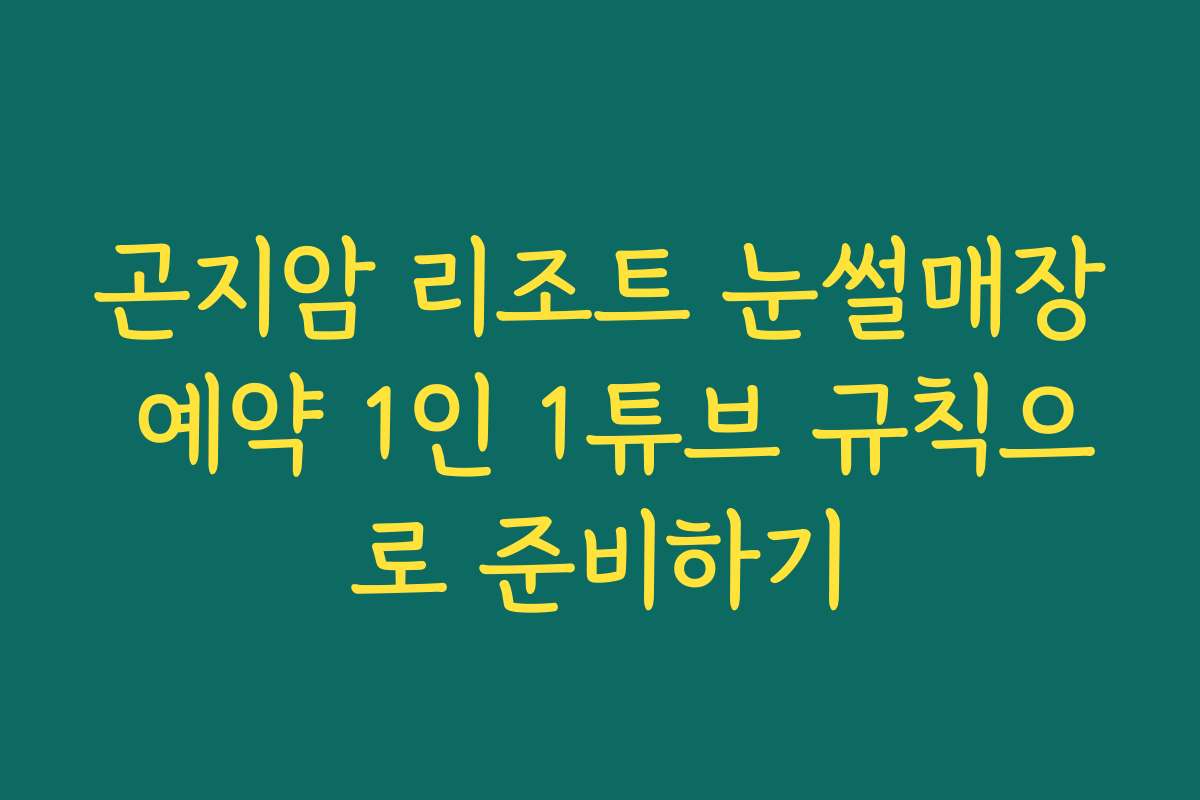 곤지암 리조트 눈썰매장 예약 1인 1튜브 규칙으로 준비하기