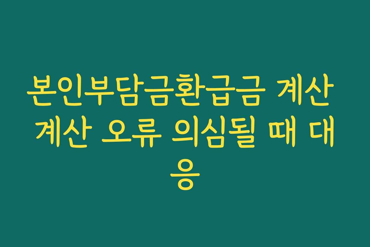 본인부담금환급금 계산 계산 오류 의심될 때 대응