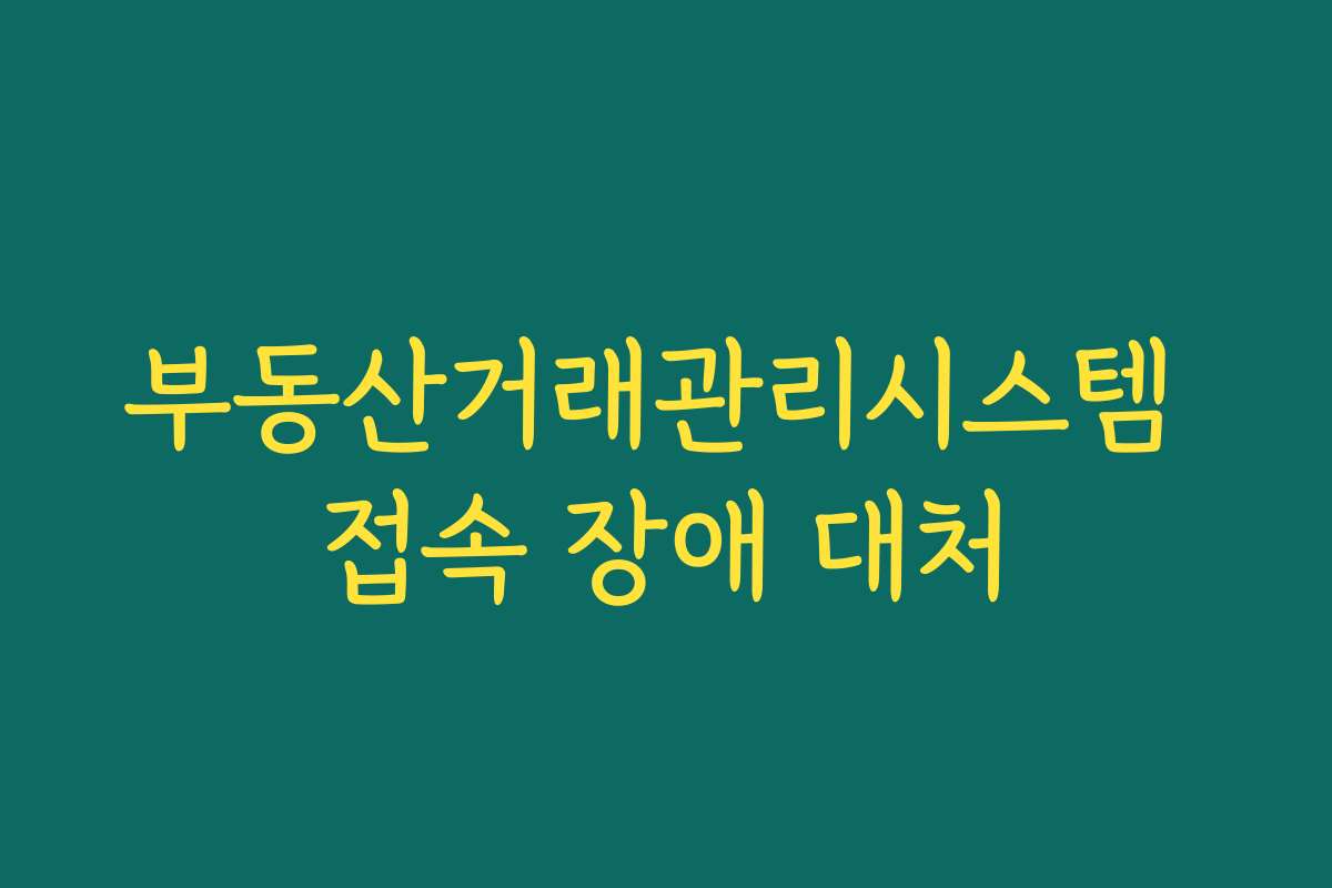 부동산거래관리시스템 접속 장애 대처