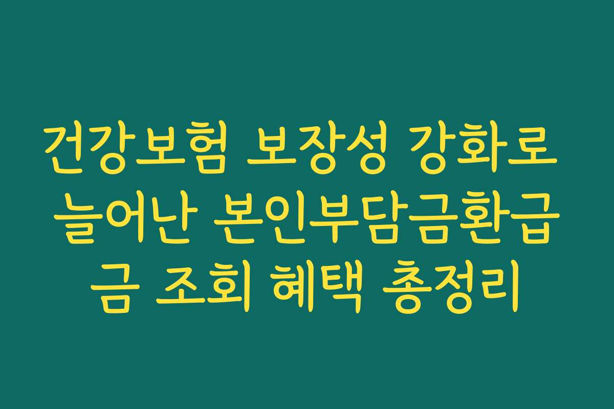 건강보험 보장성 강화로 늘어난 본인부담금환급금 조회 혜택 총정리