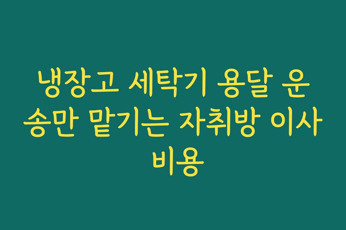 냉장고 세탁기 용달 운송만 맡기는 자취방 이사 비용