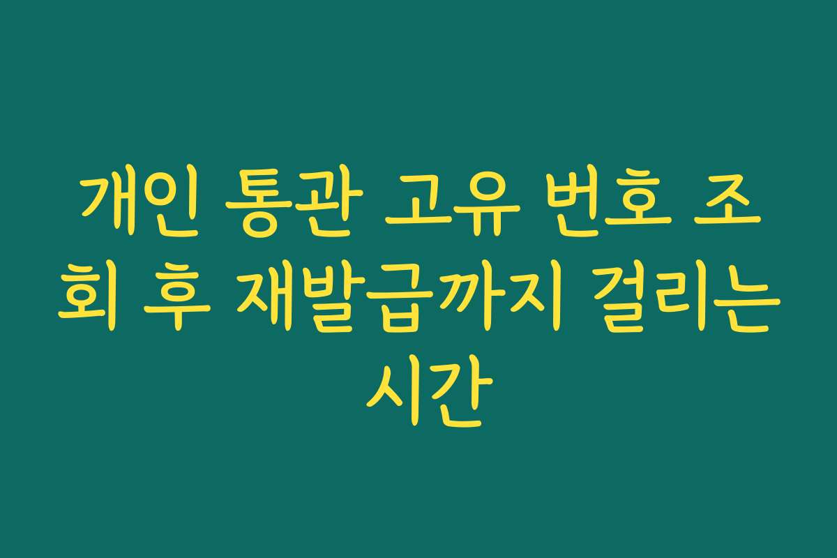 개인 통관 고유 번호 조회 후 재발급까지 걸리는 시간