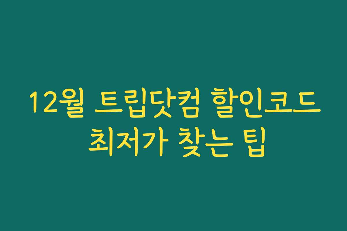 12월 트립닷컴 할인코드 최저가 찾는 팁 12월 트립닷컴 할인코드 최저가 찾는 팁