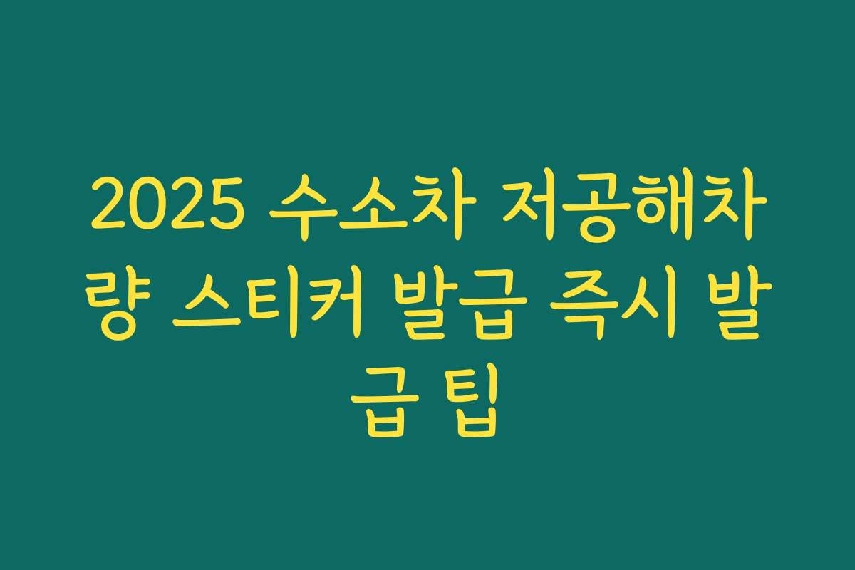 2025 수소차 저공해차량 스티커 발급 즉시 발급 팁
