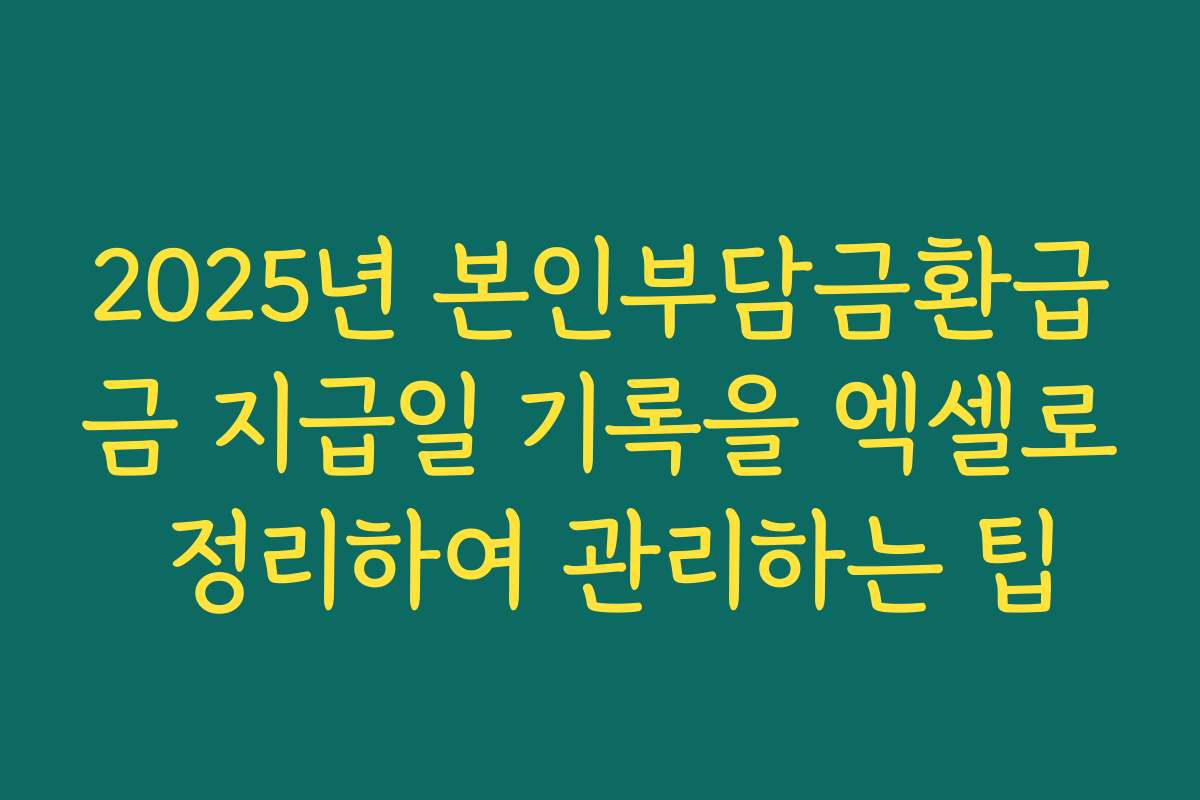 2025년 본인부담금환급금 지급일 기록을 엑셀로 정리하여 관리하는 팁