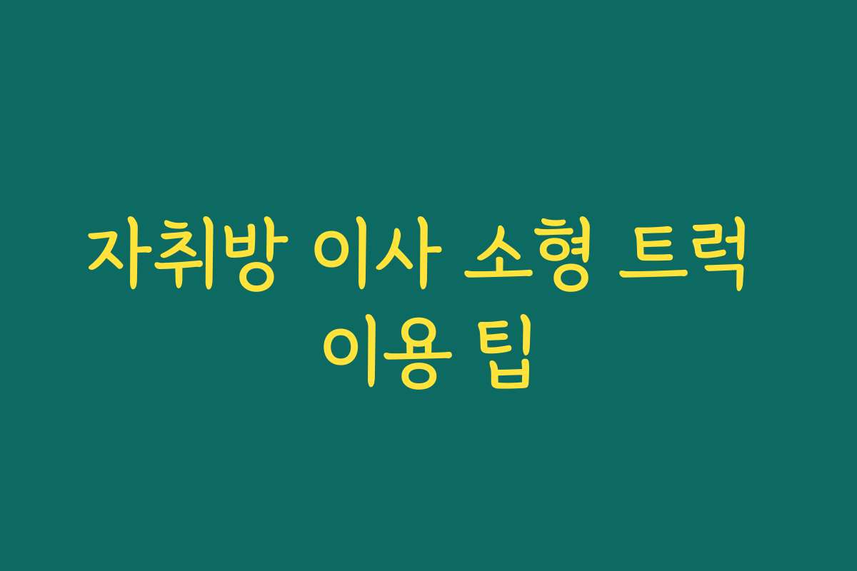 자취방 이사 소형 트럭 이용 팁