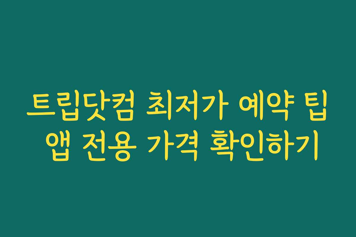 트립닷컴 최저가 예약 팁 앱 전용 가격 확인하기