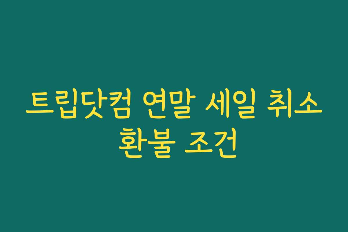 트립닷컴 연말 세일 취소 환불 조건