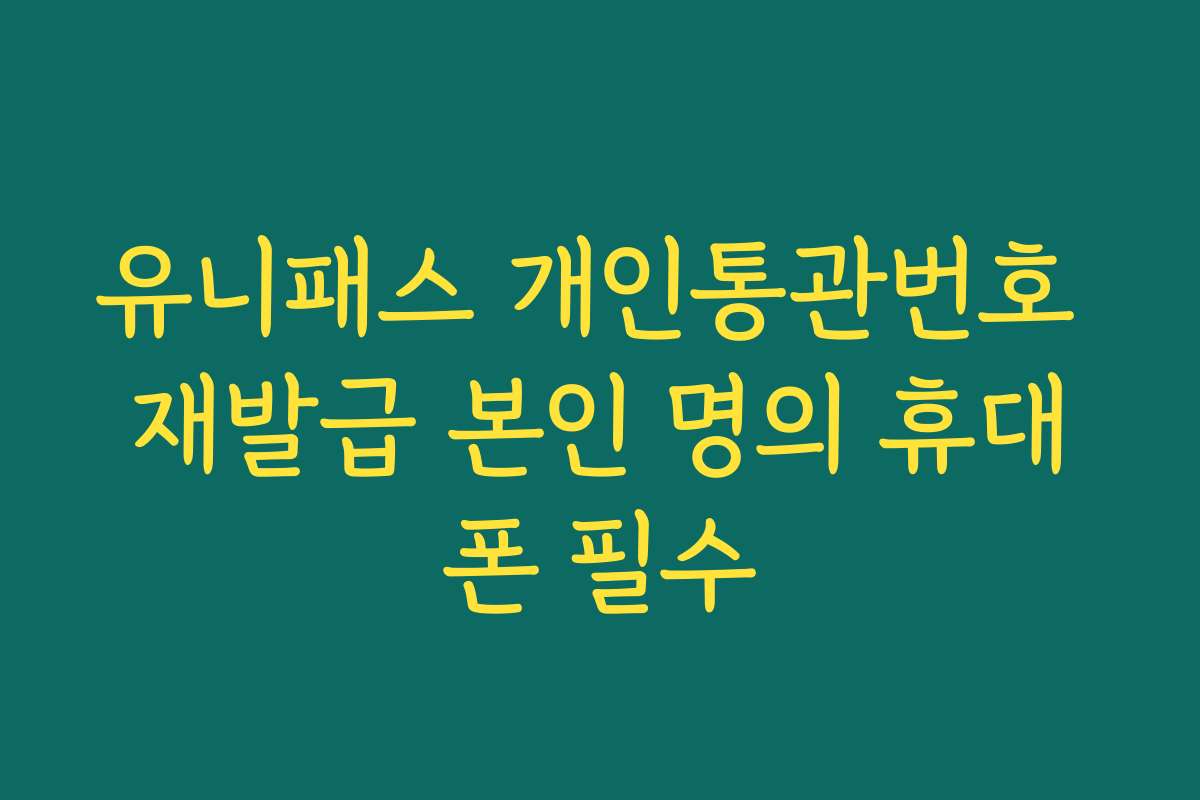 유니패스 개인통관번호 재발급 본인 명의 휴대폰 필수 유니패스 개인통관번호 재발급 본인 명의 휴대폰 필수