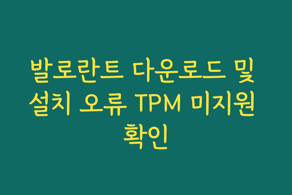 발로란트 다운로드 및 설치 오류 TPM 미지원 확인 발로란트 다운로드 및 설치 오류 TPM 미지원 확인