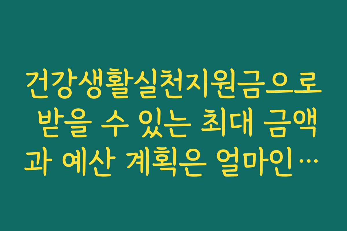 건강생활실천지원금으로 받을 수 있는 최대 금액과 예산 계획은 얼마인가요