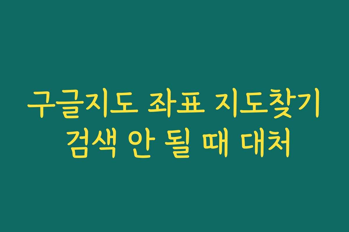 구글지도 좌표 지도찾기 검색 안 될 때 대처