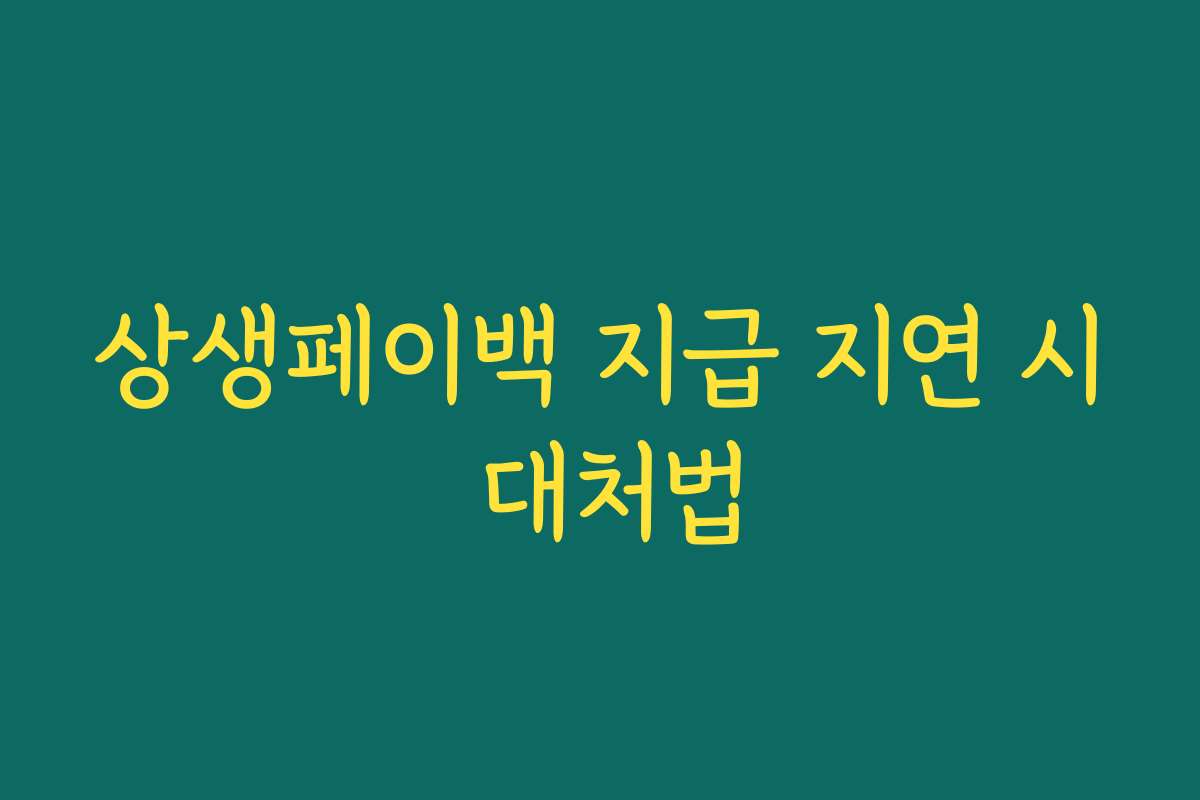 상생페이백 지급 지연 시 대처법