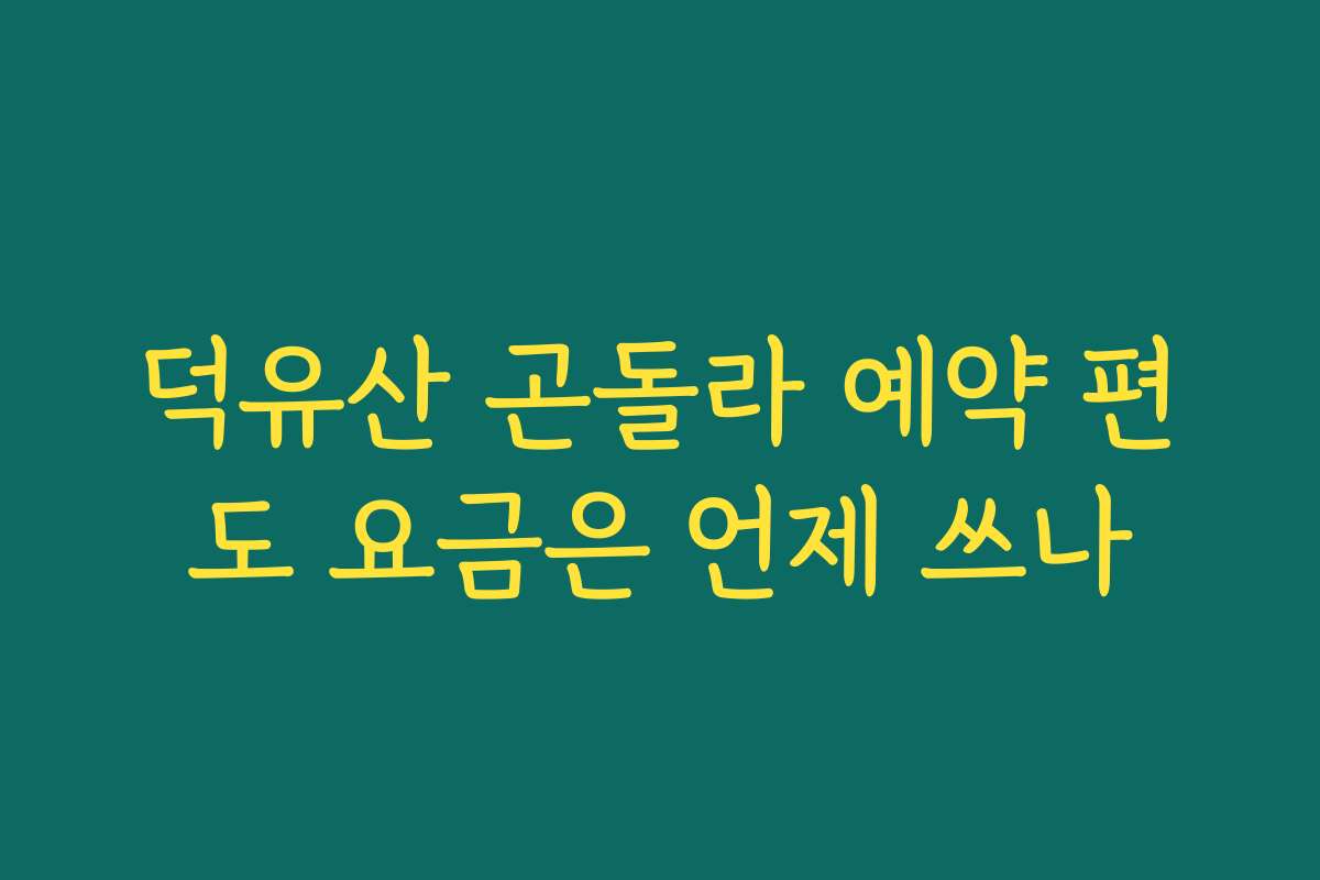 덕유산 곤돌라 예약 편도 요금은 언제 쓰나