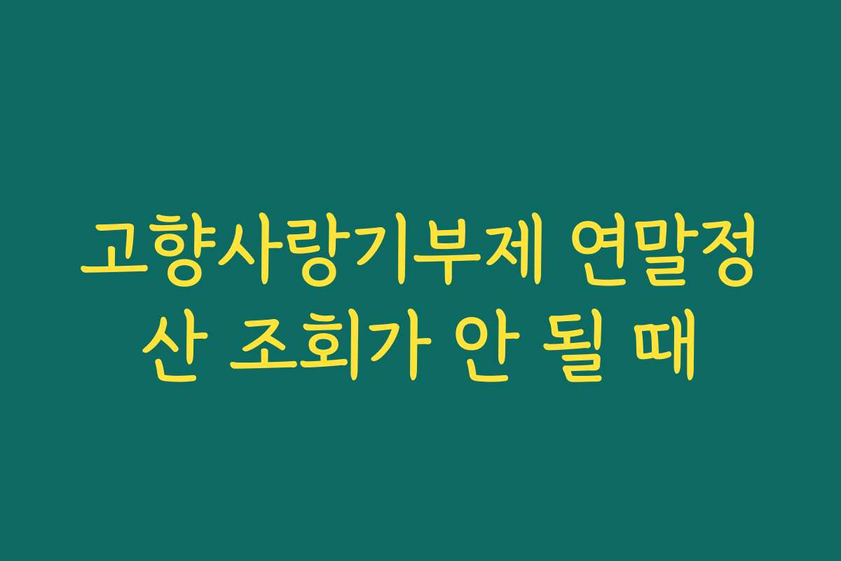고향사랑기부제 연말정산 조회가 안 될 때 고향사랑기부제 연말정산 조회가 안 될 때