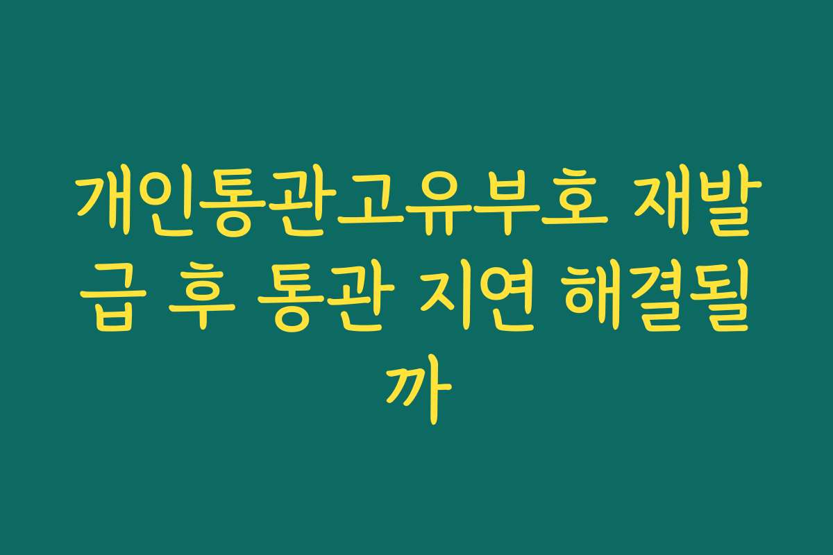 개인통관고유부호 재발급 후 통관 지연 해결될까