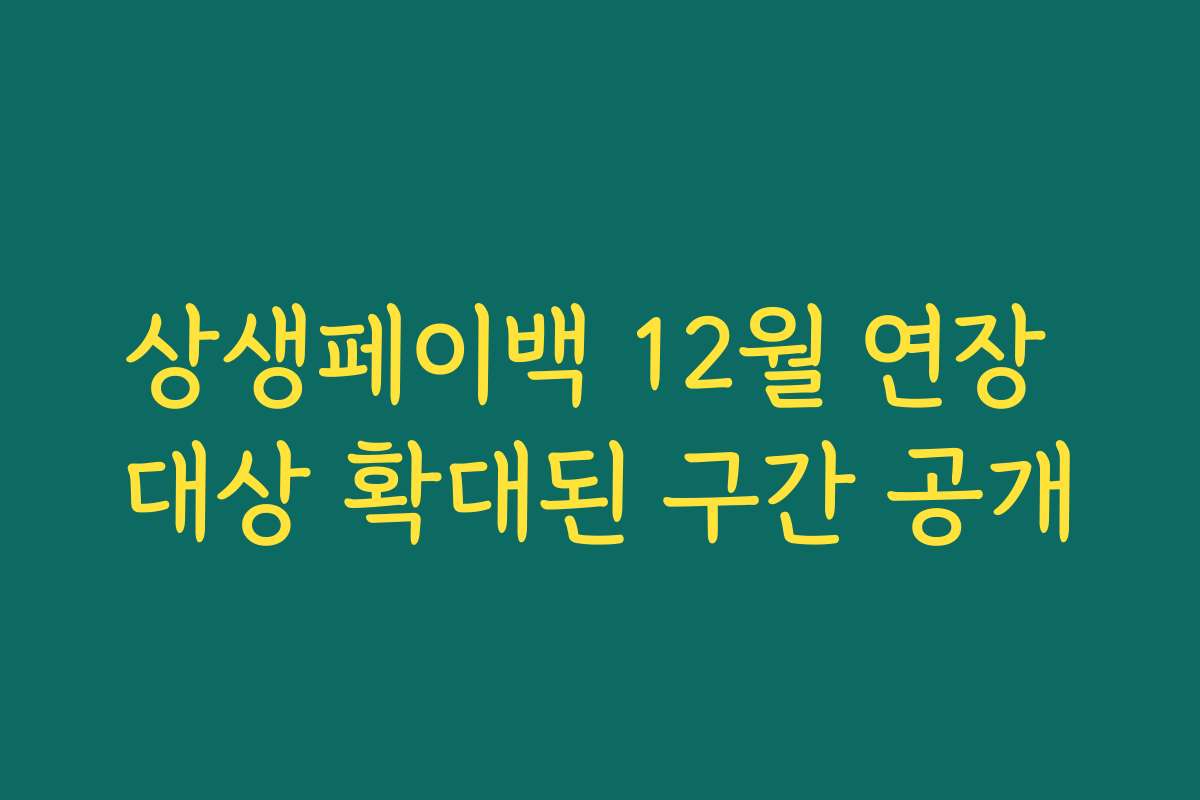 상생페이백 12월 연장 대상 확대된 구간 공개