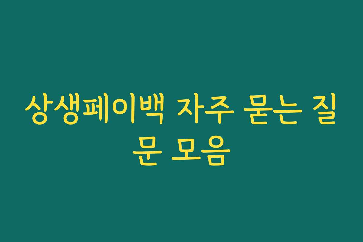 상생페이백 자주 묻는 질문 모음 상생페이백 자주 묻는 질문 모음