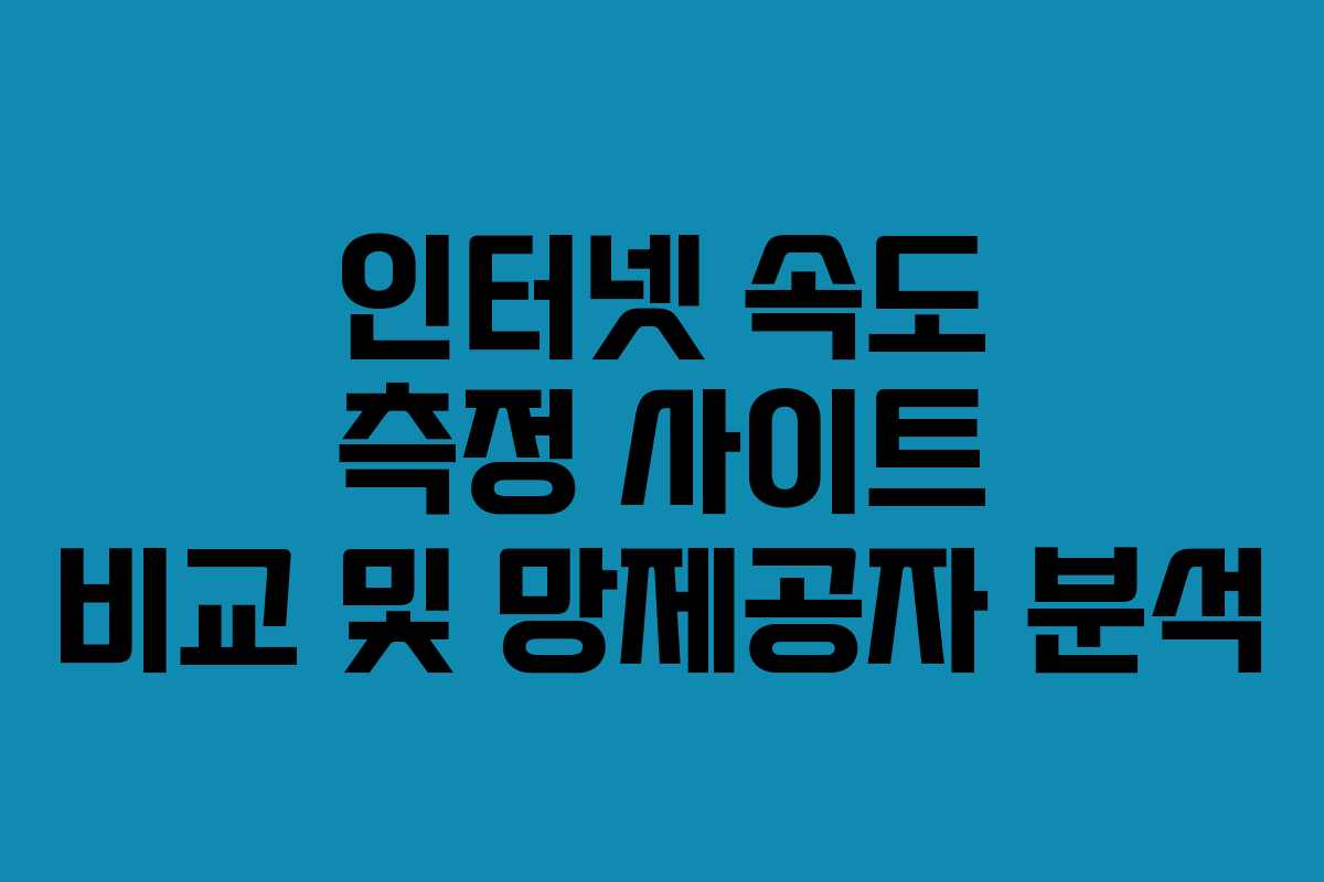 인터넷 속도 측정 사이트 비교 및 망제공자 분석