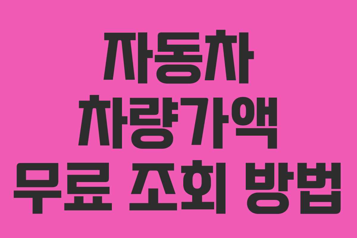 자동차 차량가액 무료 조회 방법