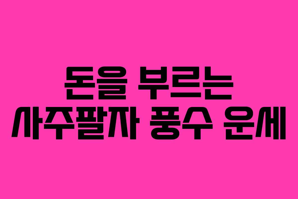 돈을 부르는 사주팔자 풍수 운세 돈을 부르는 사주팔자 풍수 운세