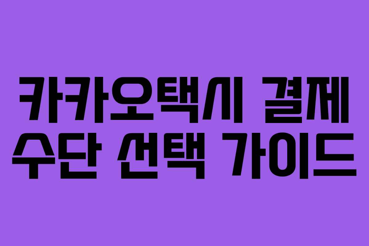 카카오택시 결제 수단 선택 가이드