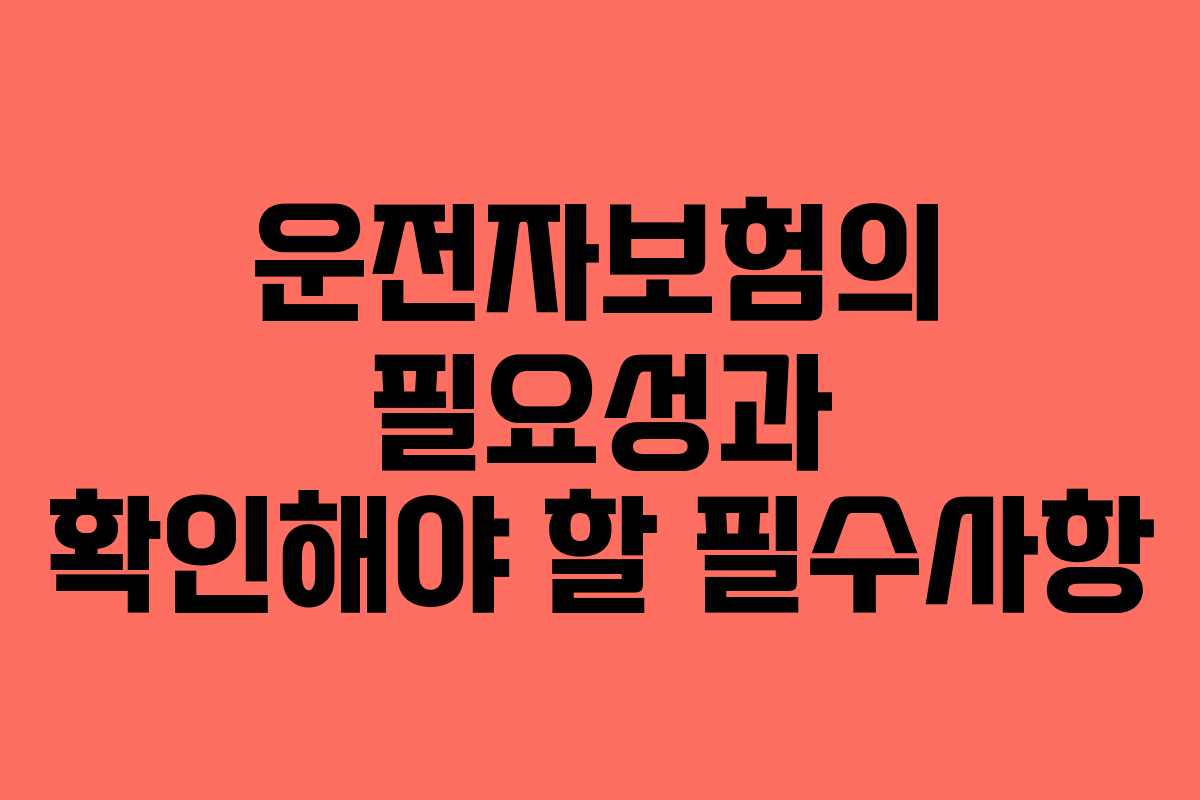 운전자보험의 필요성과 확인해야 할 필수사항 운전자보험의 필요성과 확인해야 할 필수사항