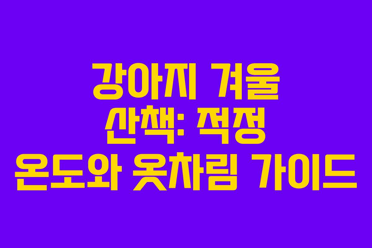 강아지 겨울 산책: 적정 온도와 옷차림 가이드 강아지 겨울 산책: 적정 온도와 옷차림 가이드