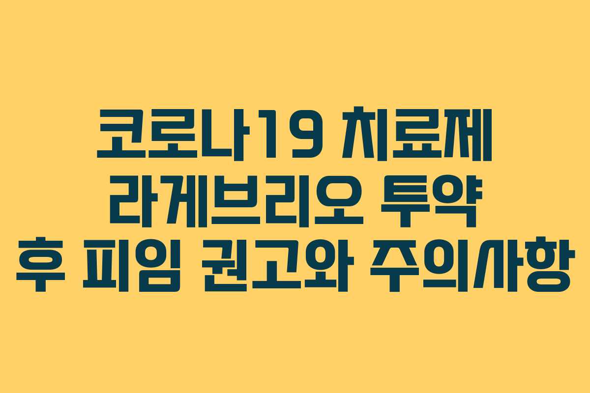 코로나19 치료제 라게브리오 투약 후 피임 권고와 주의사항
