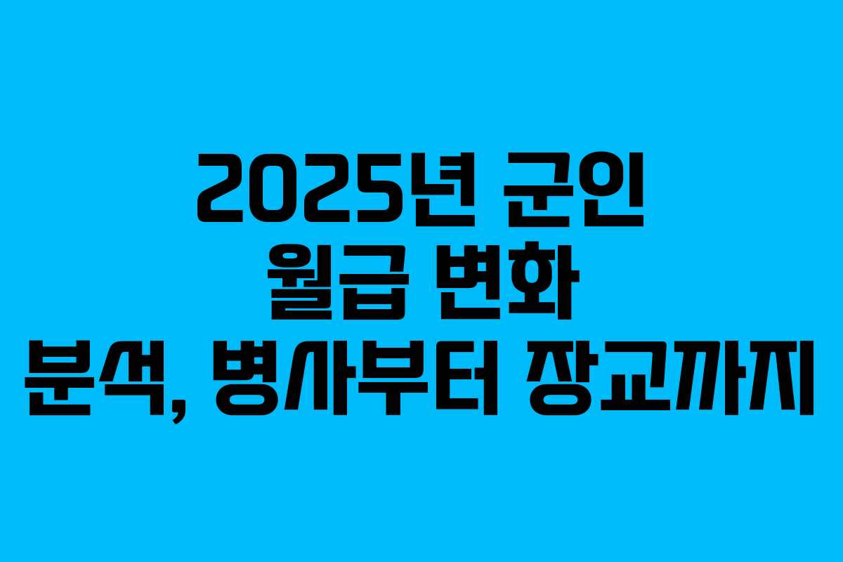 2025년 군인 월급 변화 분석, 병사부터 장교까지