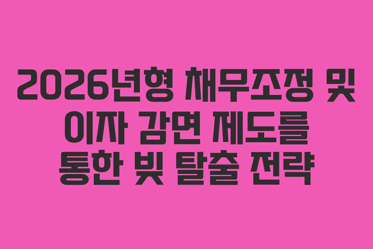 2026년형 채무조정 및 이자 감면 제도를 통한 빚 탈출 전략