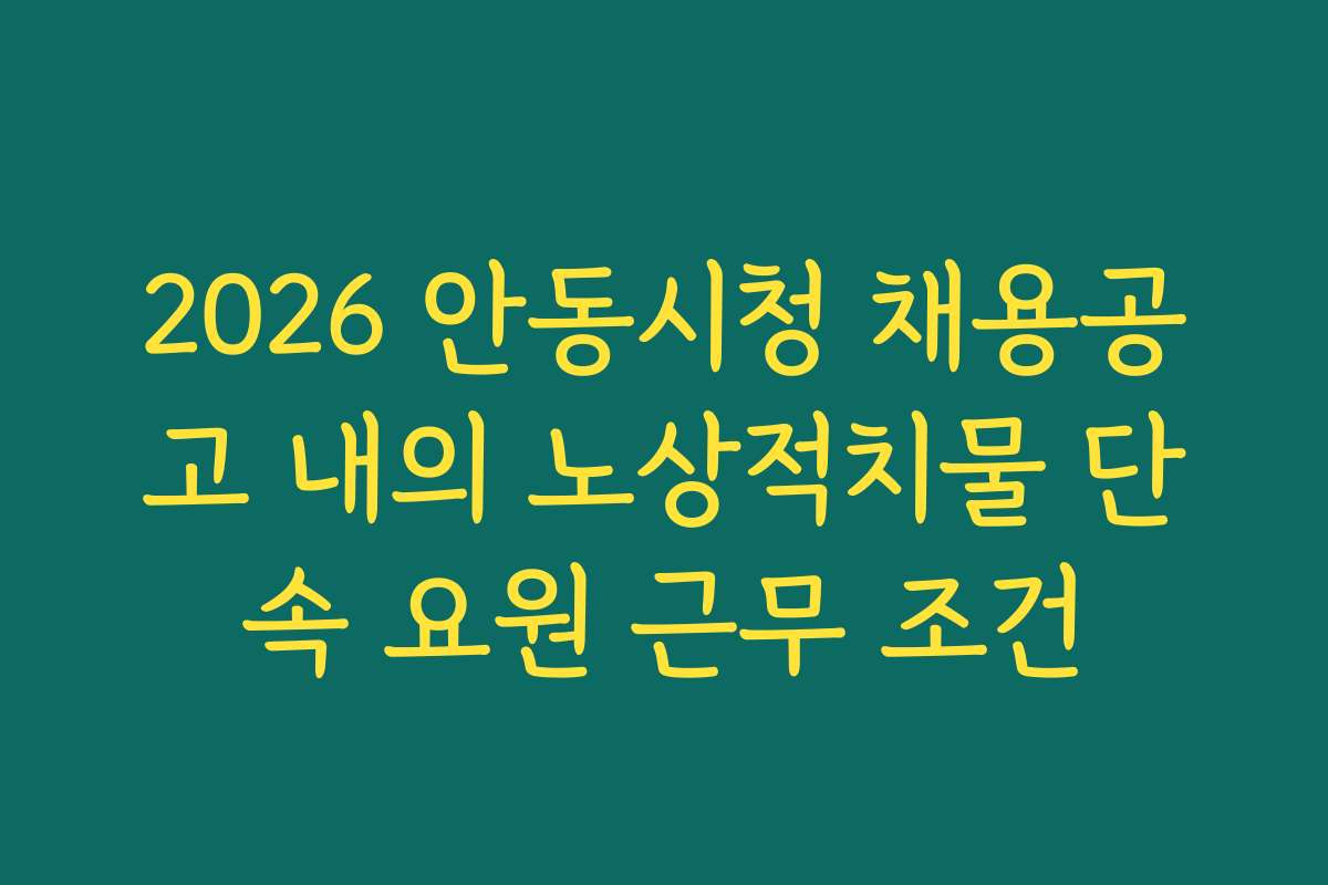 2026 안동시청 채용공고 내의 노상적치물 단속 요원 근무 조건