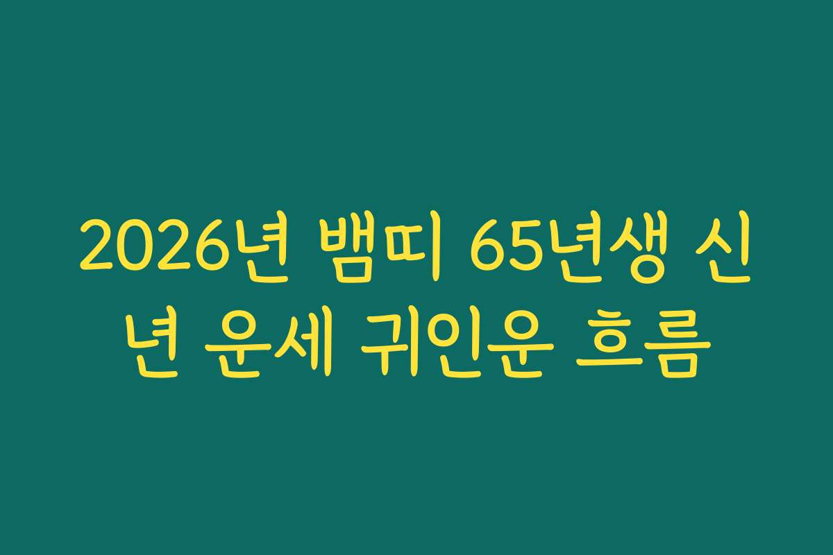 2026년 뱀띠 65년생 신년 운세 귀인운 흐름