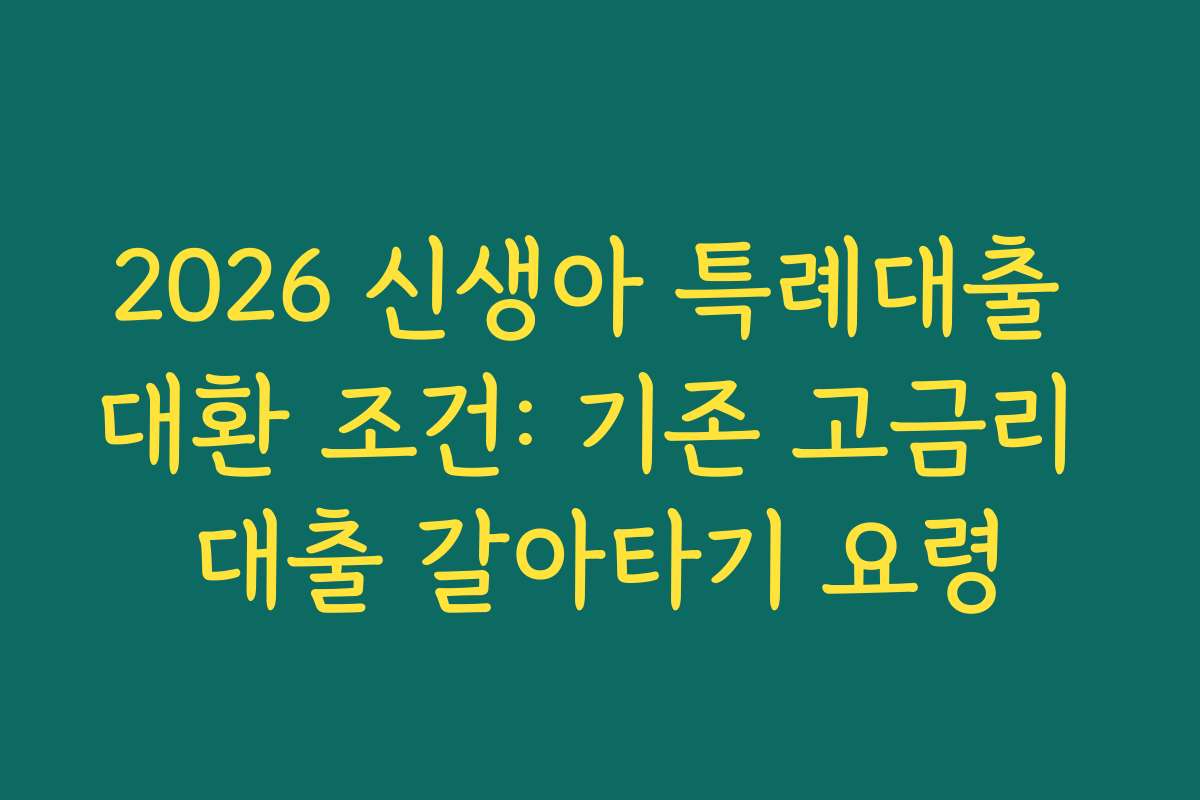 2026 신생아 특례대출 대환 조건: 기존 고금리 대출 갈아타기 요령