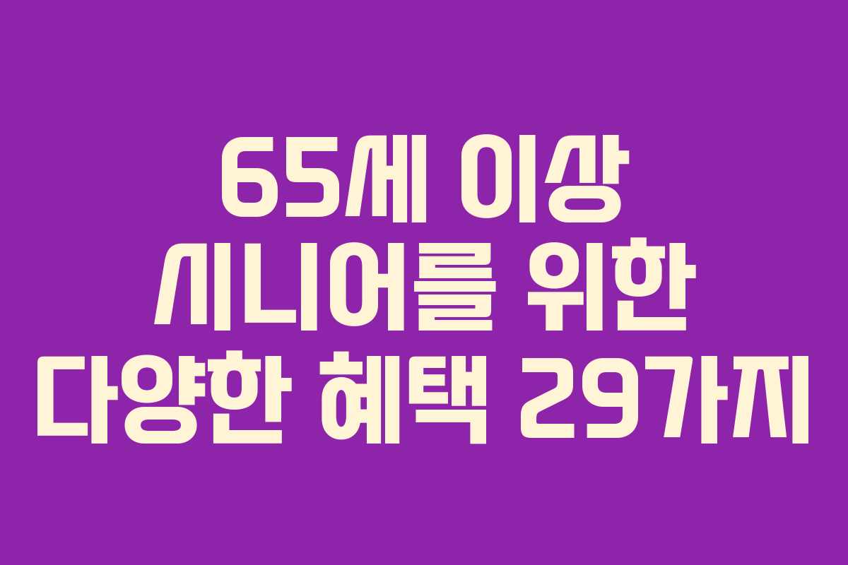 65세 이상 시니어를 위한 다양한 혜택 29가지