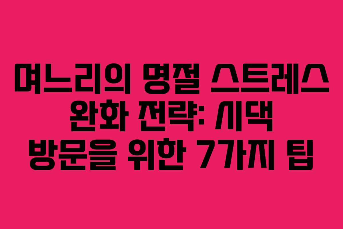 며느리의 명절 스트레스 완화 전략: 시댁 방문을 위한 7가지 팁