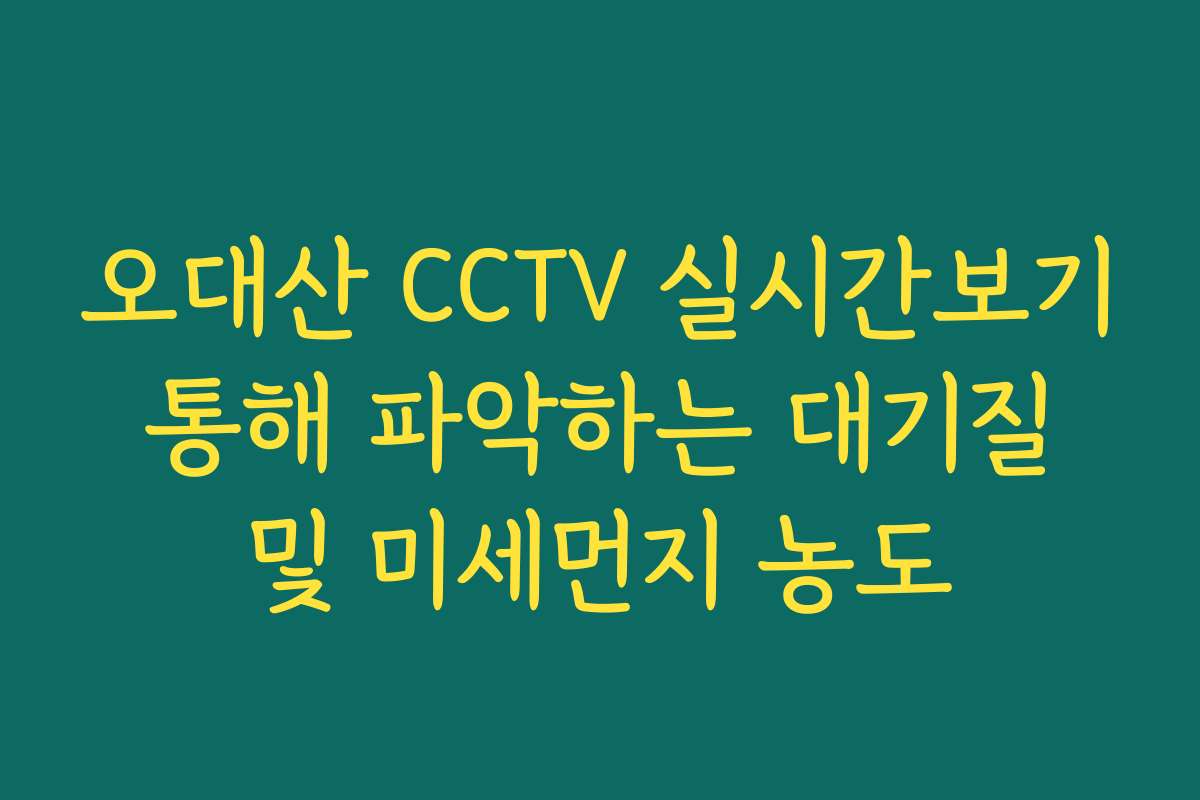 오대산 CCTV 실시간보기 통해 파악하는 대기질 및 미세먼지 농도