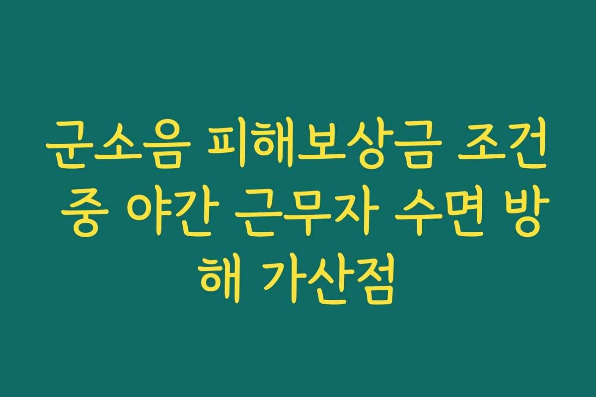 군소음 피해보상금 조건 중 야간 근무자 수면 방해 가산점