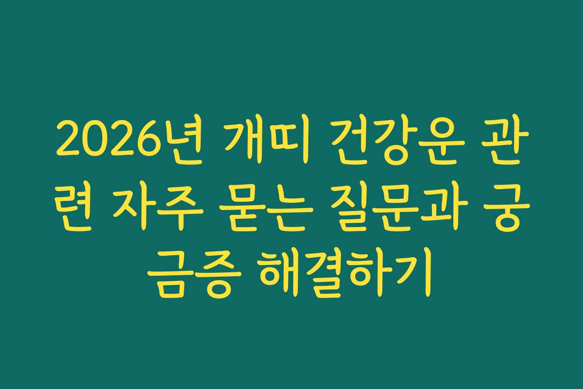 2026년 개띠 건강운 관련 자주 묻는 질문과 궁금증 해결하기