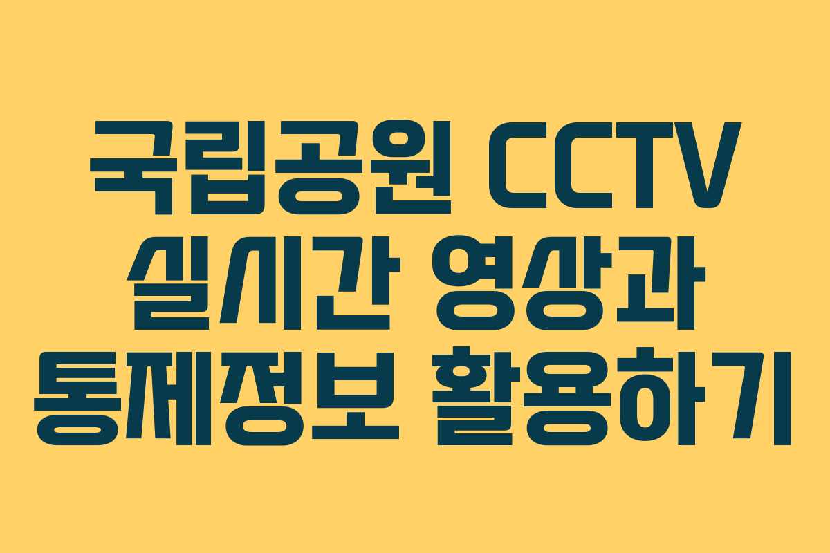 국립공원 CCTV 실시간 영상과 통제정보 활용하기