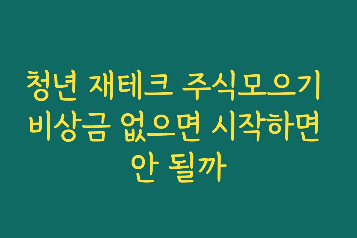 청년 재테크 주식모으기 비상금 없으면 시작하면 안 될까