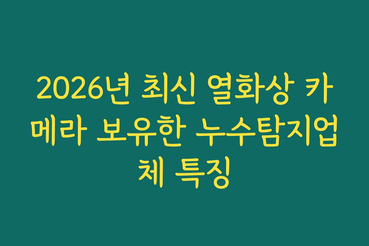 2026년 최신 열화상 카메라 보유한 누수탐지업체 특징