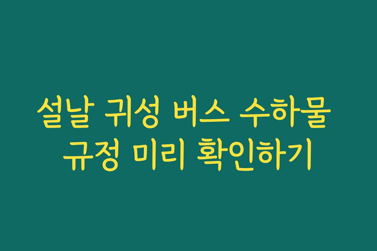 설날 귀성 버스 수하물 규정 미리 확인하기